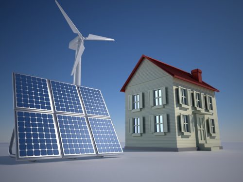 Alternative Energie: Windräder und Solaranlagen im Garten